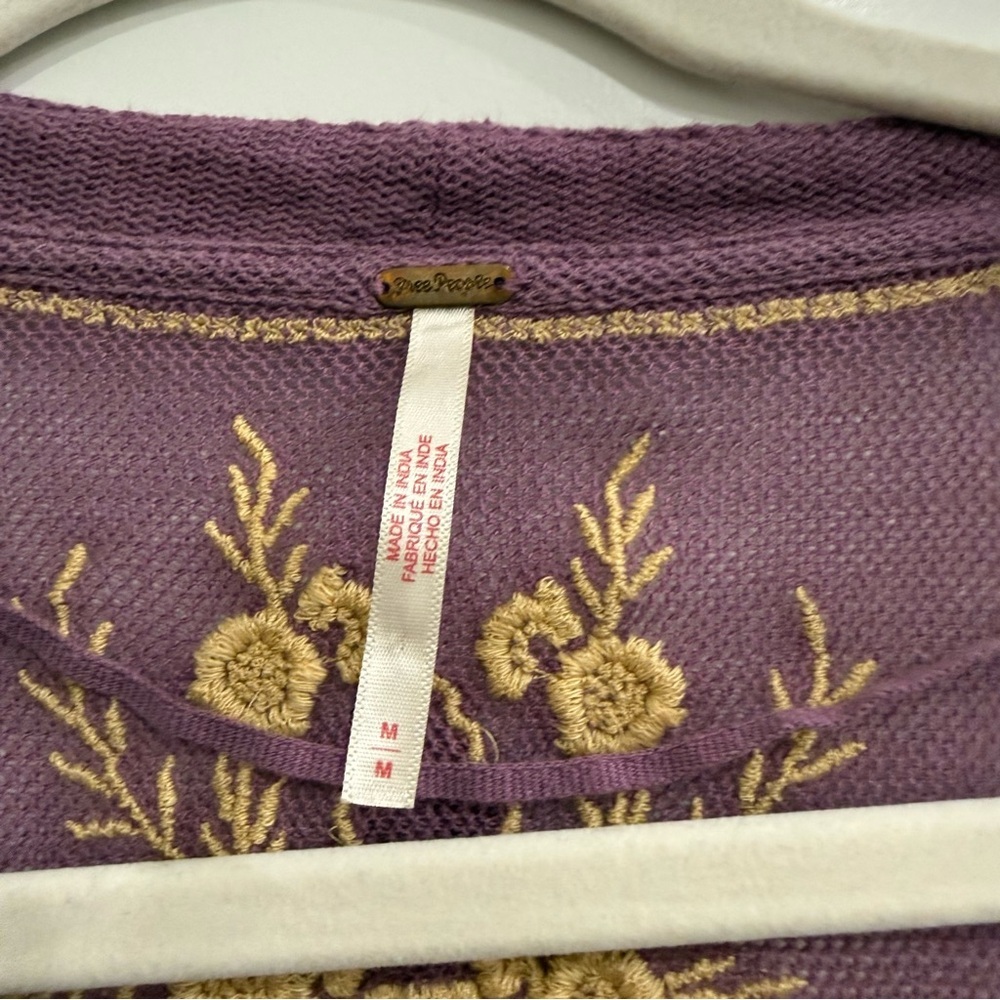 Free People Margie Balloon Sleeve Embroidered Top in Dusty Violet - Picture 5 of 10